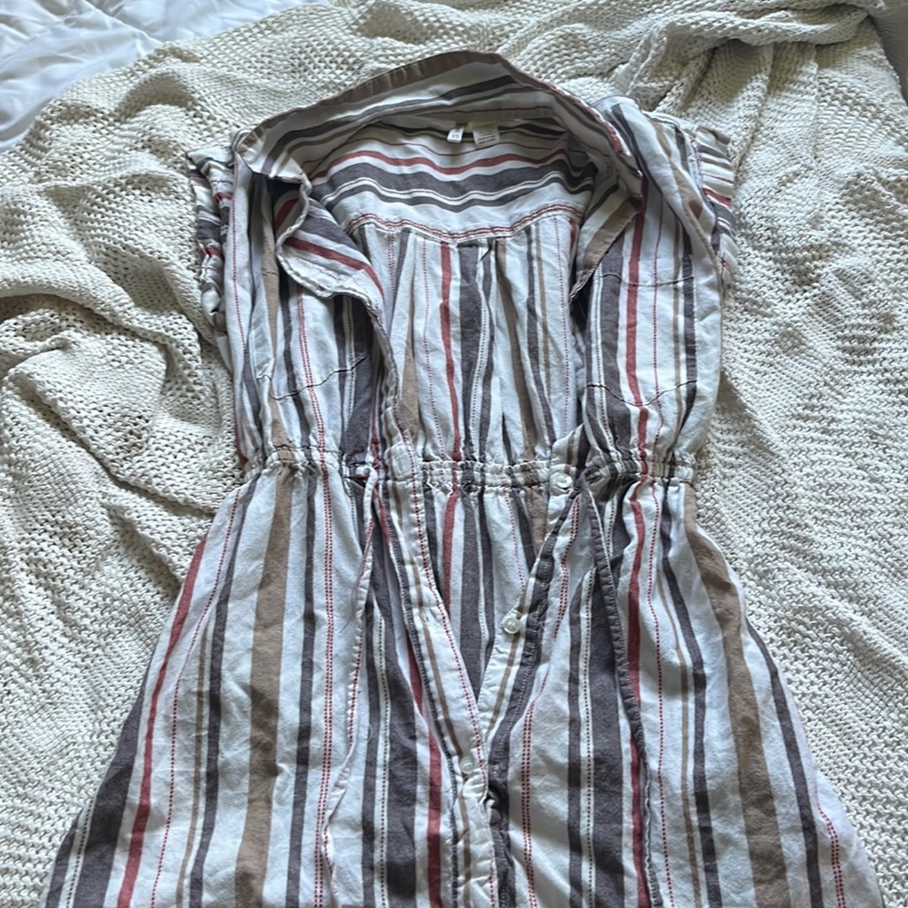 Casual Striped Button Down Dress